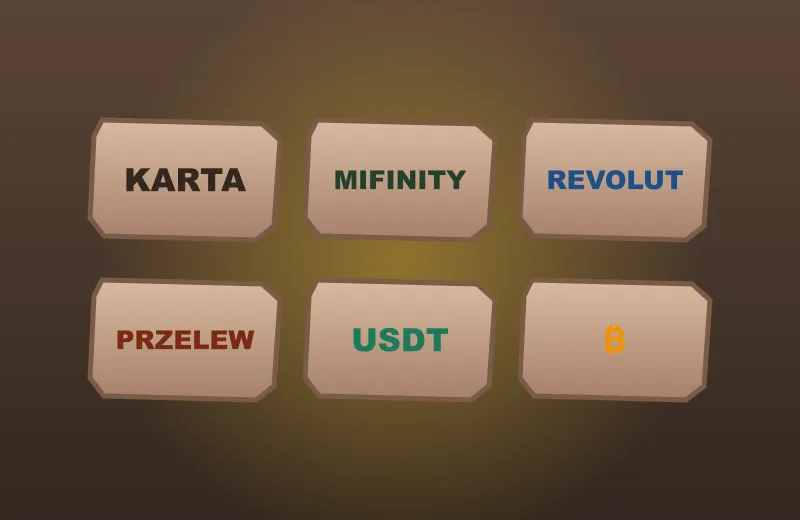 Kamienne tablice z metodami płatności: karta, Mifinity, Revolut, przelew, USDT, Bitcoin – kasa StoneVegas Casino